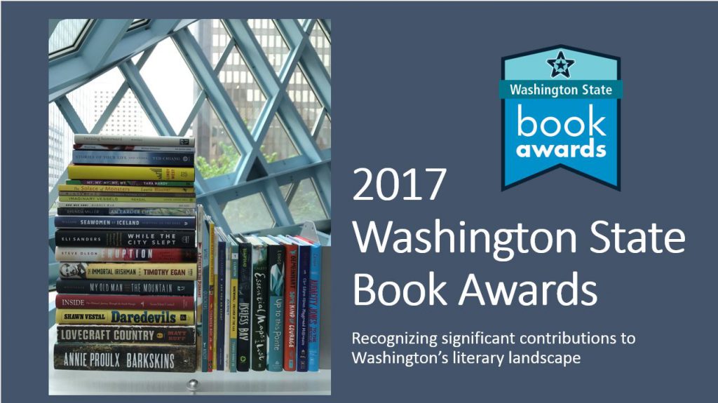 Text reads Washington State Book Awards: Recognizing significant contributions to Washington's literary landscape