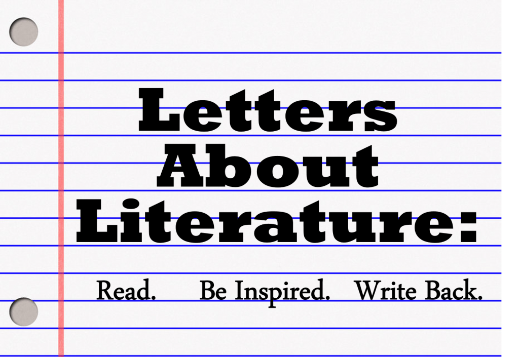 Lined notebook paper with the words Letters About Literature Read, be inspired, write back.