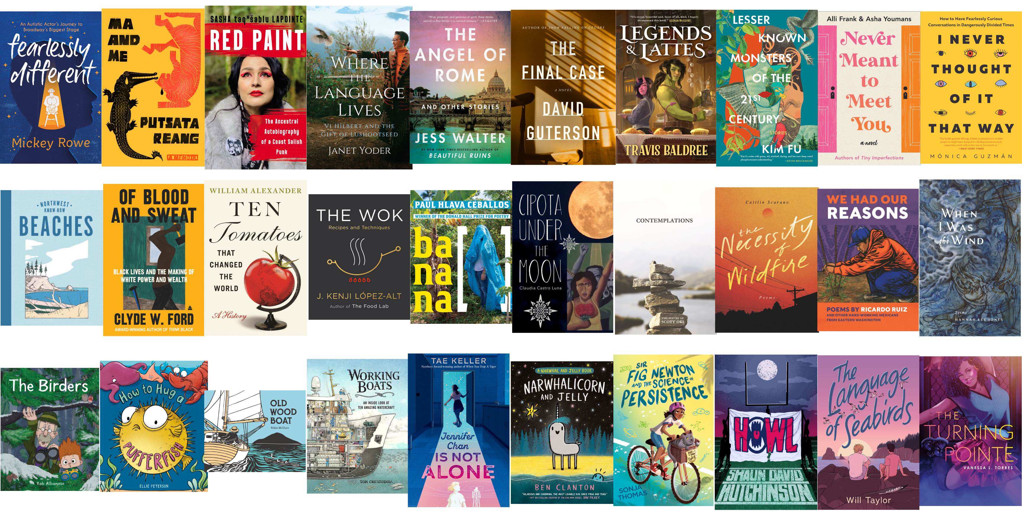 a collage of images of all 30 book covers for the 2023 WSBA finalists
