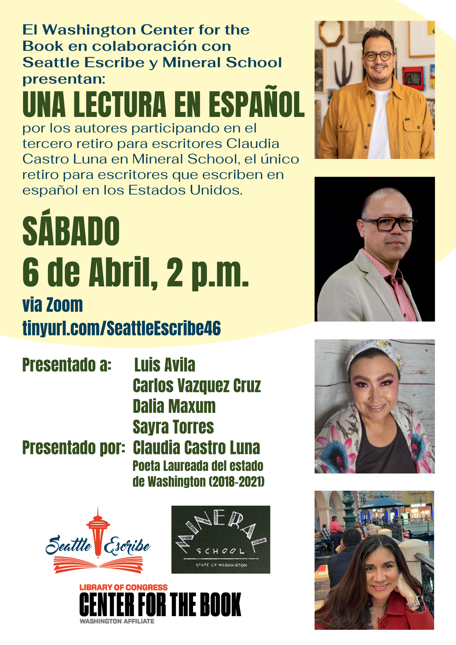 Una lectura en español, 6 de Abril 2 p.m.