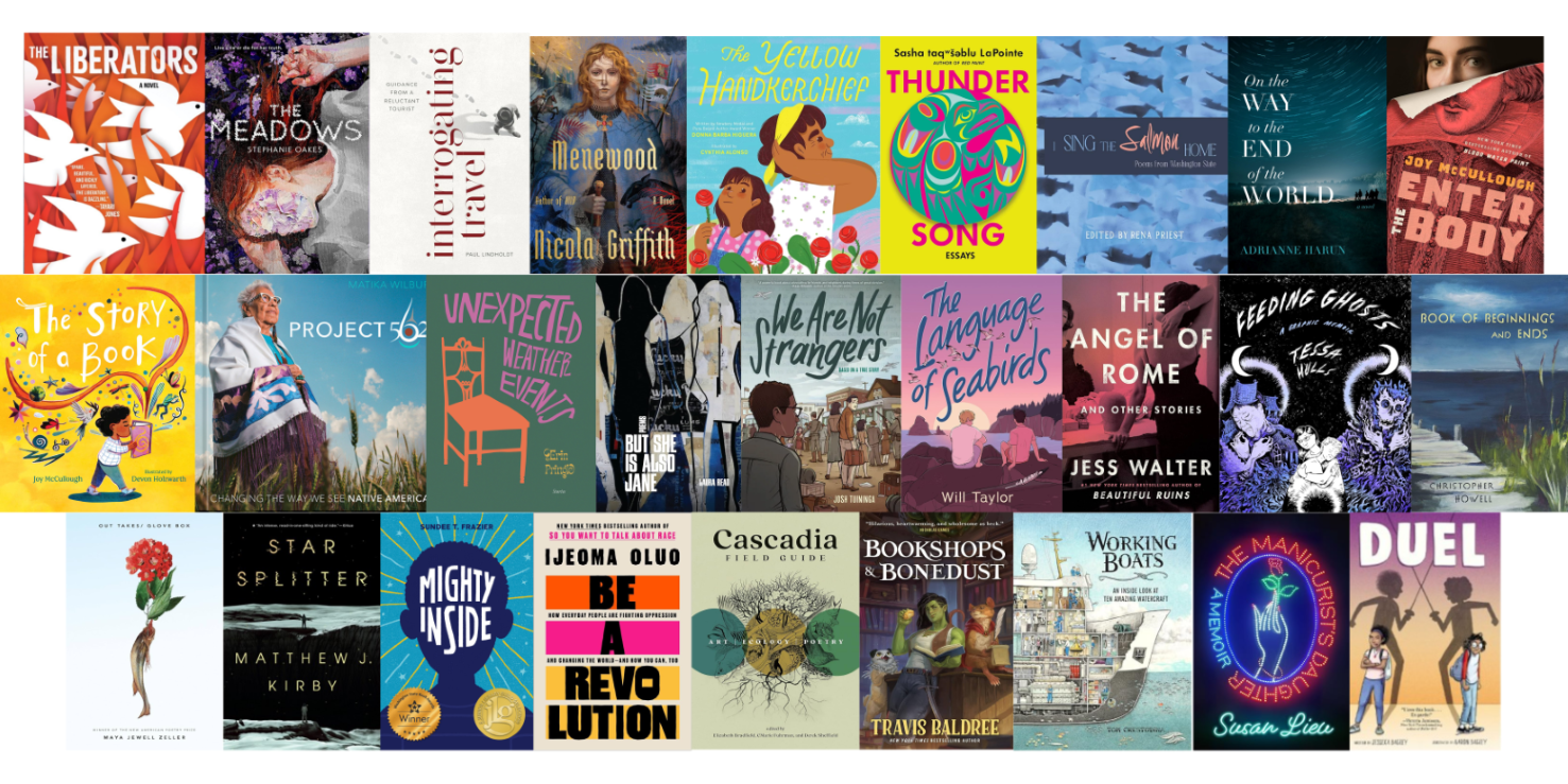 a collection of book covers of recent books by washington authors. these are the titles that are listed in the handout linked to in this post.